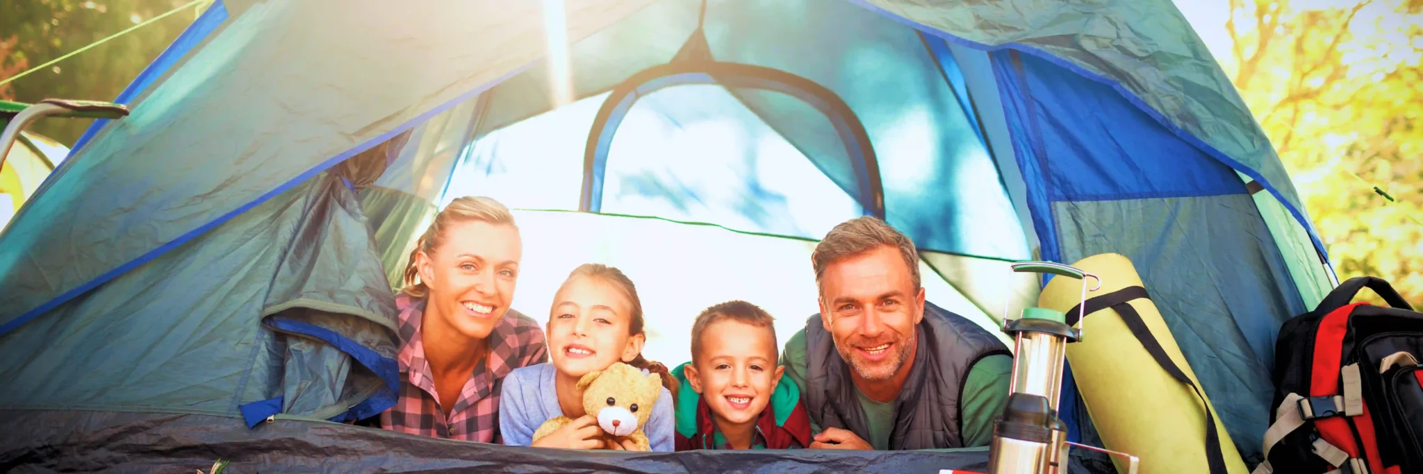 familie in tent